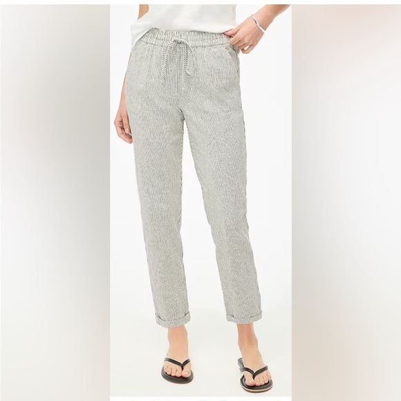 J Crew Striped Cuffed Linen Cotton Pull-on Pants w Pockets Sz 14 w MEASUREMENTS! - Picture 14 of 16